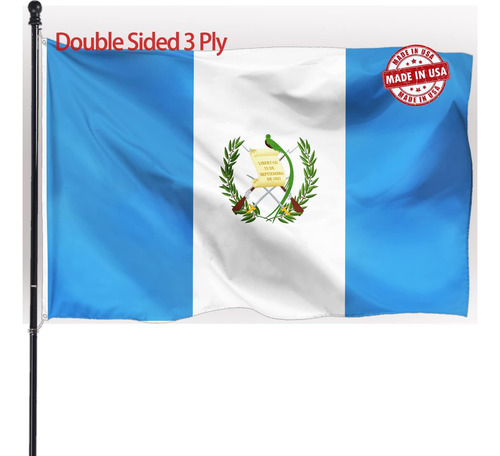 Bandera De Guatemala De Doble Cara De 3 X 5 Pies, Resistente