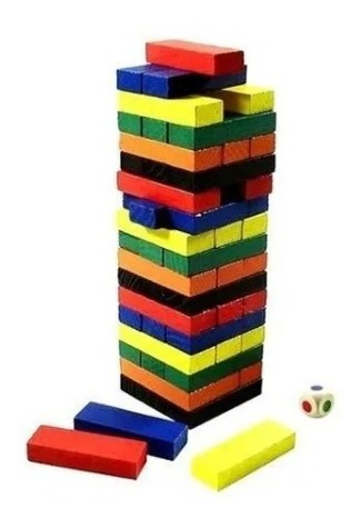 Yenga De Madera En Colores 54 Piezas 18 X 5.5 Cm