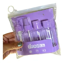Comprar Neceser Combo Frascos Viaje Envases Rellenar Cuidado Persona Color Violeta X4 Diseño De La Tela Liso