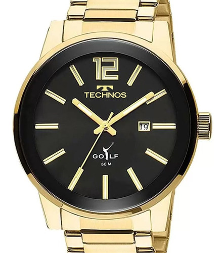 Relógio Masculino Technos Golf 2115tt 4p 45mm Aço Dourado