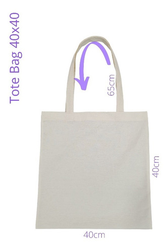 20 Tote Bag De Manta Cruda 40x40 Cm Con Asas Largas Beige