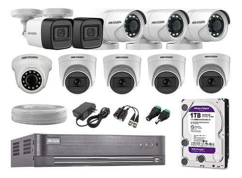 Cámaras Seguridad Kit 10 Full Hd 6 Camaras Audio Hikvision