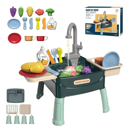 Juego De Fregadero De Cocina Con Grifo 21 Piezas Utensilios Verde