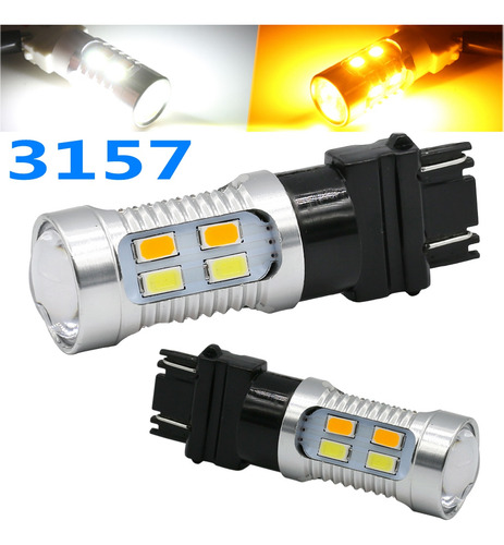 2 Intermitentes Led De Alta Potencia 3157, Color Blanco Y Ám