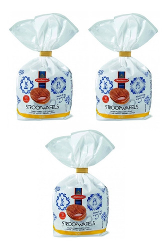 Kit 3 Waffles Daelmans Stroopwafel Tradicional Com Mel 290g