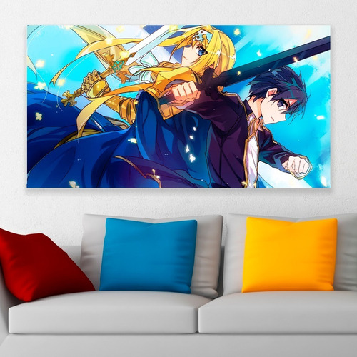 Cuadro Decorativo Kirito Alice Sao Alicization Art 80x50cm