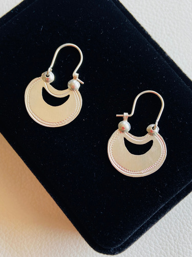 Aros De Plata 950 Mapuche Chaway 1 Media Luna Hecho A Mano