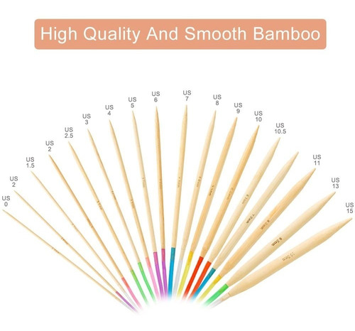 Imagen 2 de 9 de 18 Pares De Agujas Circulares De Bambu + Kit Accesorios