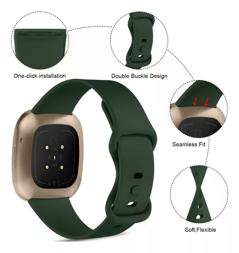 Correa FITBIT para Reloj Versa 3 y Sense Verde/Blanco Larg