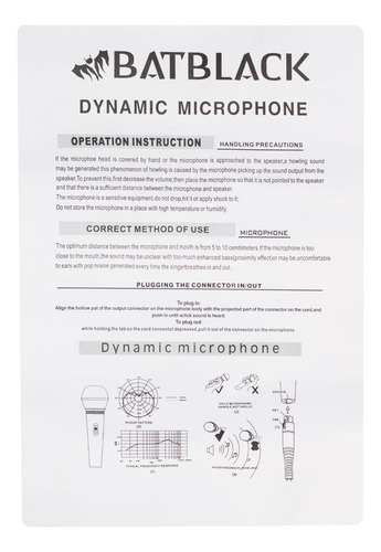 Micrófono Vocal Dinámico Con Cable Beta-58bt Batblack