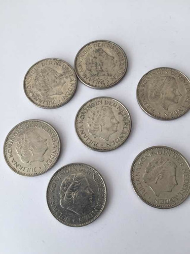7 Monedas Holandesas De 1 Gulden  Años 1968 En Adelante