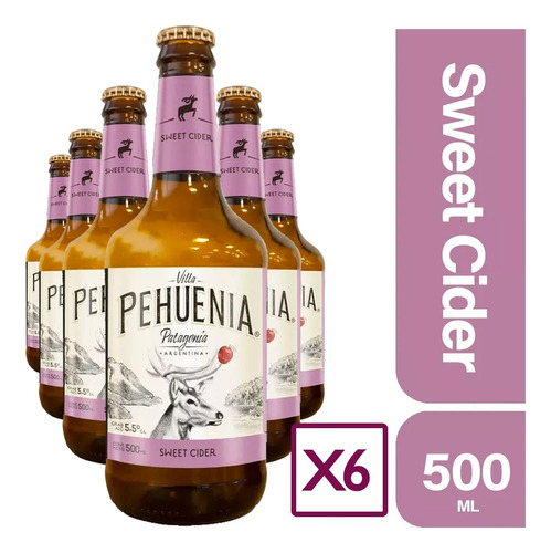 Pack 6 Sidra Villa Pehuenia Sweet Cider Botella 500ml
