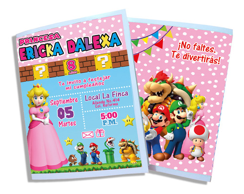 30 Libros P Colorear Fiesta Invitación Peach Mario Bros