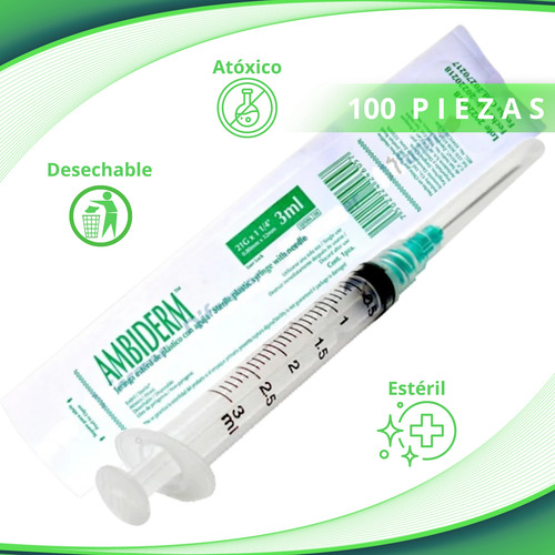 Jeringa 3 Ml Ambiderm 100 Piezas