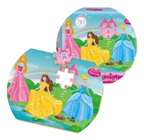 Jogo Quebra-Cabeça Princesas em Madeira 30 Peças +4 Anos Infantil Diversão  Brinquedo Nig Brinquedos - 0792 - Distribuidora Tropical Santos