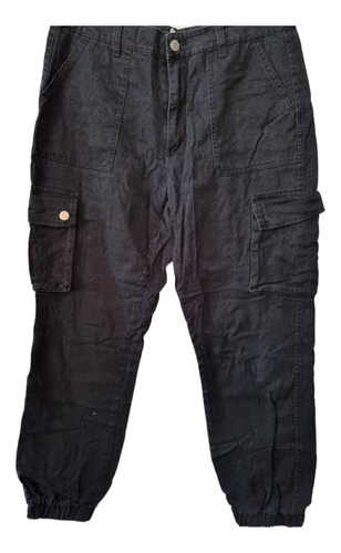 Pantalon Largo Negro De Jean Cargo Hombre 