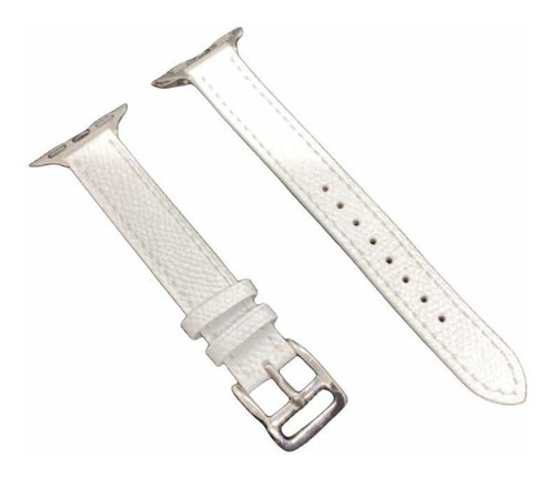 Correa 100% De Cuero, Blanco Para Apple Watch De 38-40-41mm