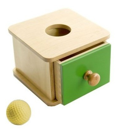 Caja Madera Enbuchar Bola Tejida Metodo Montessori