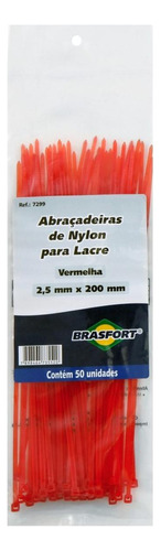 Abracadeira Nylon Brasfort Vermelha 2,5x200 50 Pecas 7299