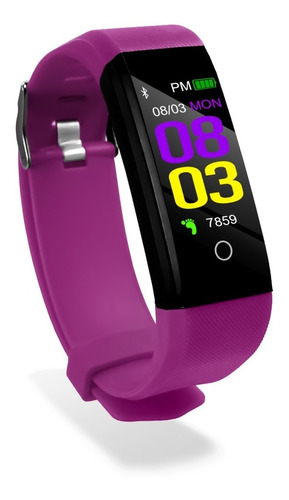 Reloj Inteligente Smartwatch Id115 Fitness + Hidrogel - Otec Color de la malla Violeta Color del bisel Negro