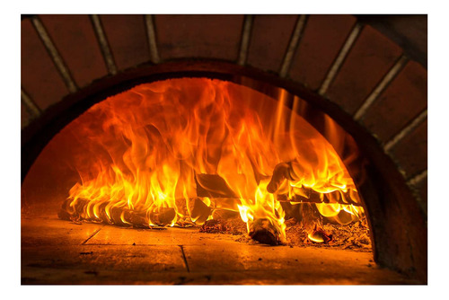 Vinilo 20x30cm Fuego Horno De Barro Cocinar Con Leña