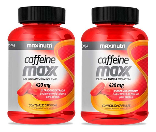 Kit 02 Caffeine Maxx 420mg Cafeina 120 Cáps Loja Maxinutri Sabor Sem Sabor