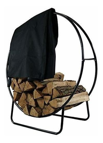 Sunnydaze Outdoor Log Hoop W /black Cover, Estante De Leña