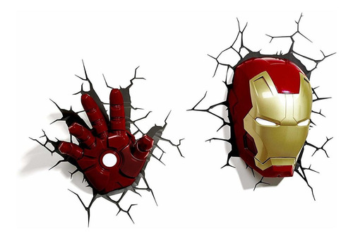 Máscara 3dlightfx Marvel Avengers Iron Man 3d Luz Deco