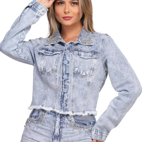 Jaqueta jeans hotsell feminina com strass