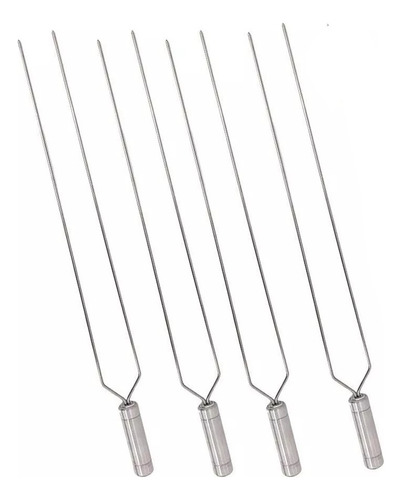 4 Espetos 80cm Em Aço Inox 304 Churrasqueira Churrasco Duplo