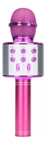 Microfone Karaoke Bluetooth 2 Altofalant Usb Grava Rosa Pink