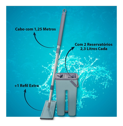 Imagem 2 de 6 de Flat Mop Com 1 Refil Gratis 123 Util Para Limpeza