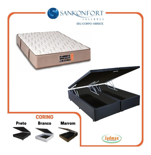 Cama Box Baú King + Colchão Tranquillité 193x203 Cor Preto