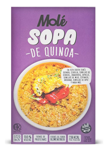 Sopa De Quinoa Vegetal Cebolla Semillas Mole Sin Tacc 120g
