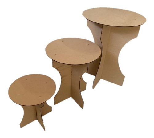 Trio De Mesa Mesanino Cilindro+ Painel De Festa Redondo Mdf