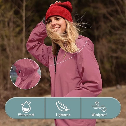 Saphirose - Impermeable Largo Con Capucha Para Mujer