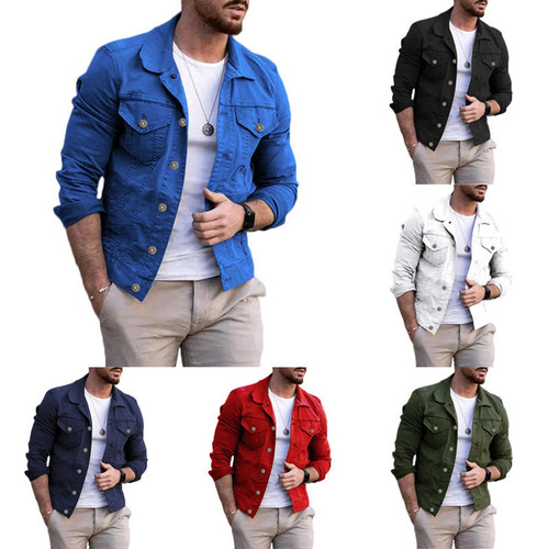 Chaqueta De Pana Delgada For Hombre Top Cargo De Mezclilla