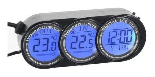 Relógio Termômetro Digital Carro Lcd Automotivo 3x1