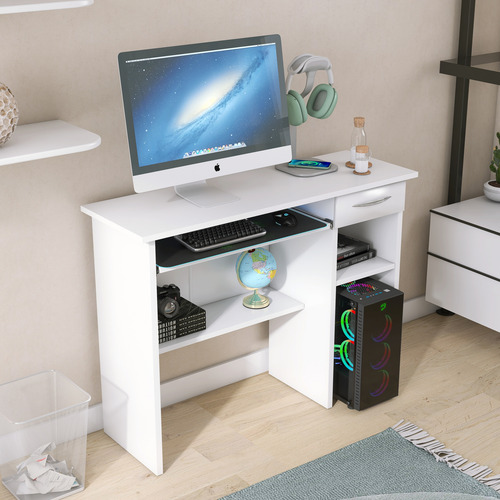 Mesa Para Pc Com Gaveta E Suporte Para Teclado 90cm