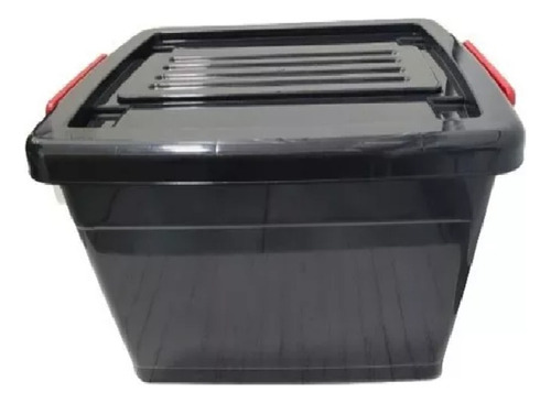 Caja Organizadora De 70 L. Ruedas Cierre Tapa Color Negro