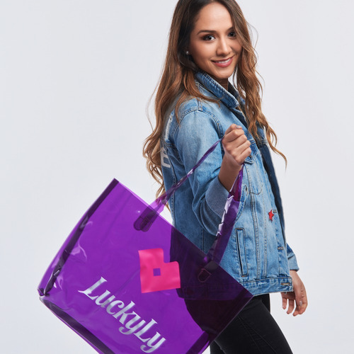 Luckyly Bolsas Mujer Elle Bag Tote Morada, Ligera Multi-usos Color Violeta oscuro/Fucsia