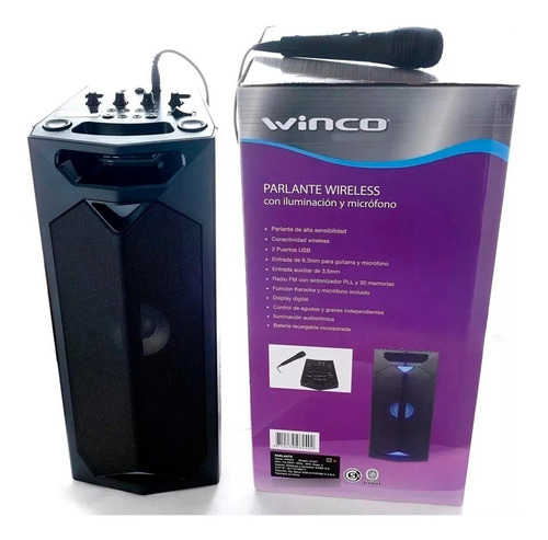 Parlante Winco Karaoke+ Iluminacion W-740 + Microfono Oferta