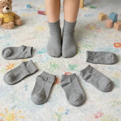 Kit 6 Pares Meia Infantil Lisa Cano Curto Casual Escolar Cinza Liso P 24/29 5-6 Anos