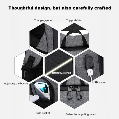 Mochila De Dos Hombros, 17 Pulgadas, Impermeable, Usb