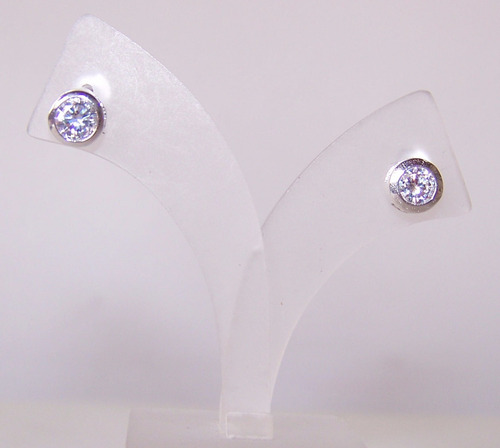 Aros Susanos Con Cubic Zircon Plata 925 Italiana 6mm