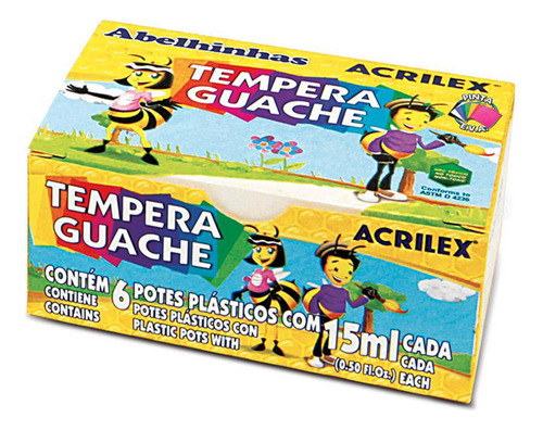 Tempera Guache 6 Cores Acrilex 15ml Cx 12un