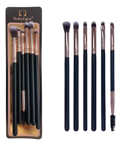 Set De Brochas Ojos Ruby Face Color Negro