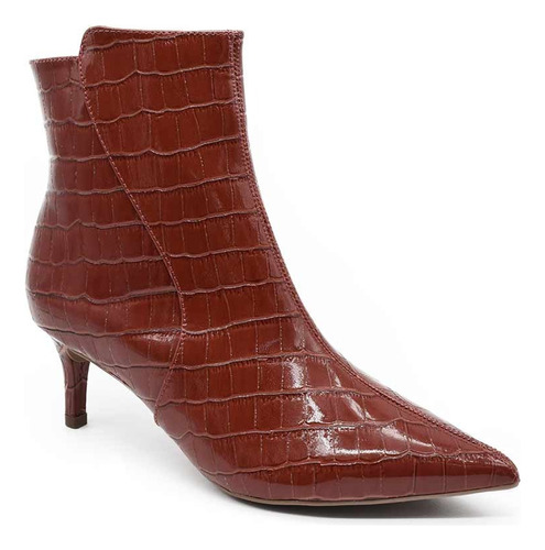Botas Mujer Taco Aguja Punta Fina Charol Croco Negras