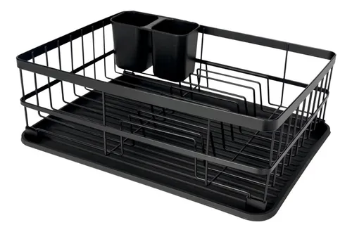 comprar Mor 8248 Premium escorredor de louças aço 9 pratos com bandeja coletora cor preto