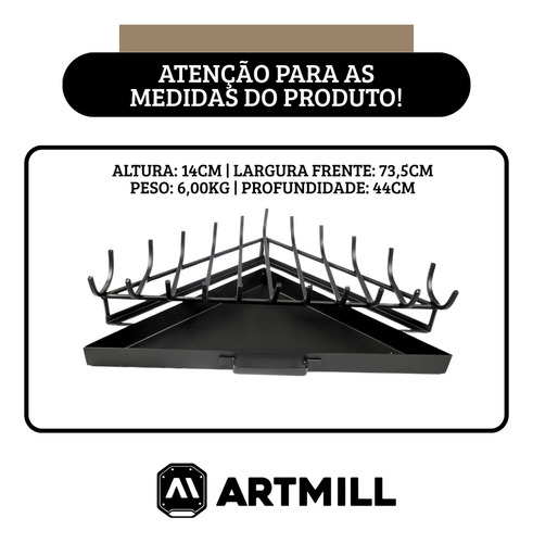 Grelha P/ Lareira De Canto Com Gaveta - Artmill